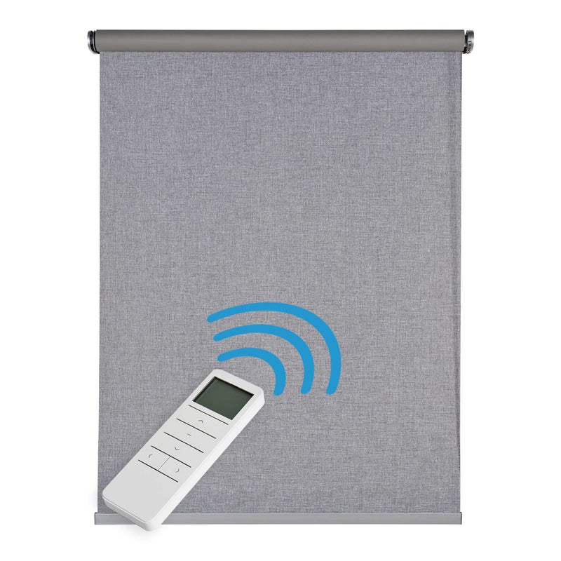 Roleta zaciemniająca, zmotoryzowana, roleta blackout, automatyczna z baterią, silnikiem i pilotem, premium, srebrnoszary 160 x 250 cm