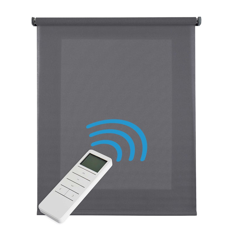 Roleta zmotoryzowana, półprzezroczysta, automatyczna z baterią, silnikiem i pilotem, srebrnoszary 200 x 250 cm