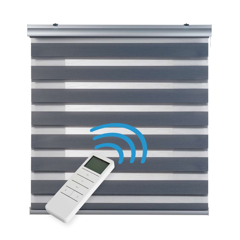 Zmotoryzowana roleta dzień i noc, automatyczna z baterią, silnikiem i pilotem, wykończenie premium, szary 200 x 250 cm