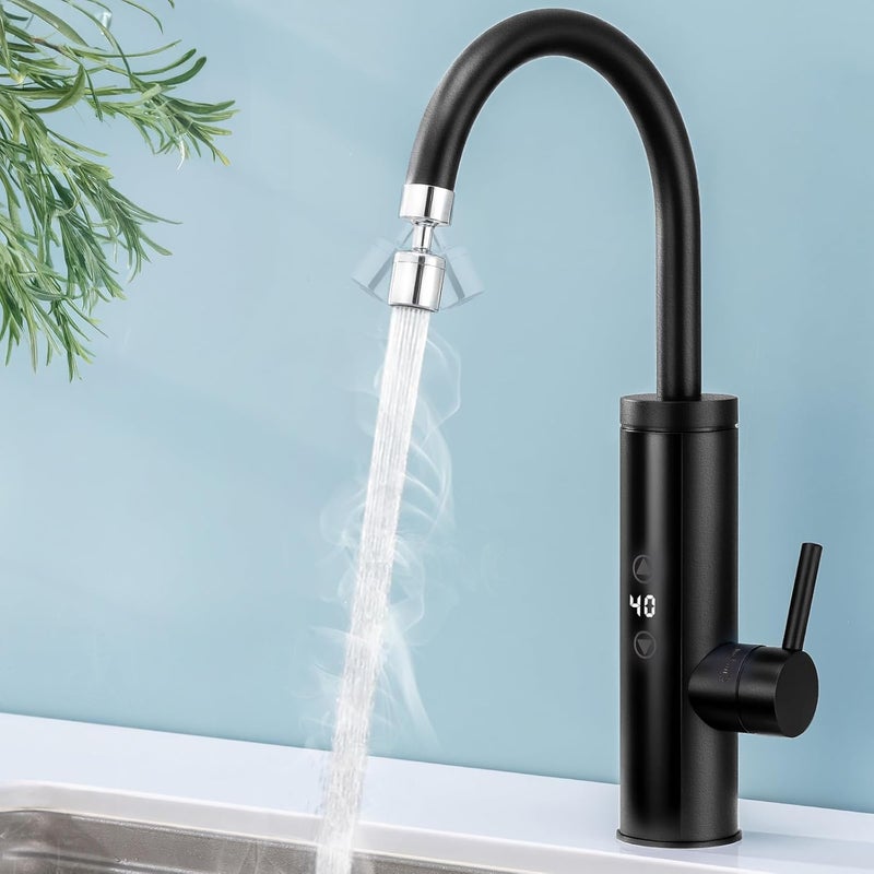 Czarna Bateria Elektryczna 3400W ze Stali Nierdzewnej – Inteligentny Mieszacz z Panelem Dotykowym, Regulacją Temperatury i Ochroną Przed Oparzeniami