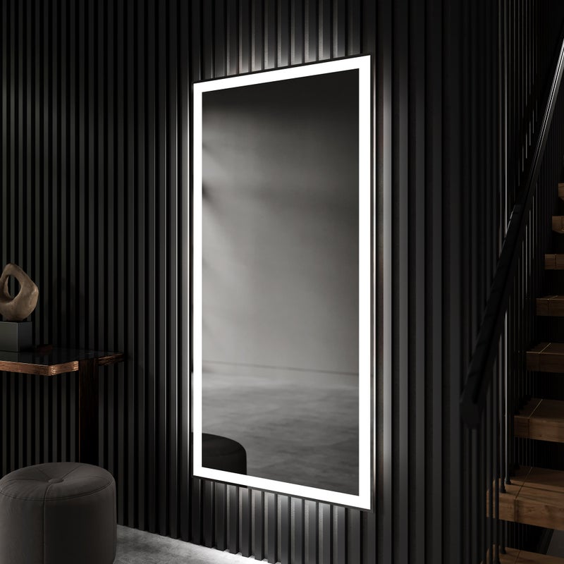 Pionowe prostokątne niestandardowe lustro LED Oświetlenie łazienkowe (70x130cm) Chłodna biel 7000K