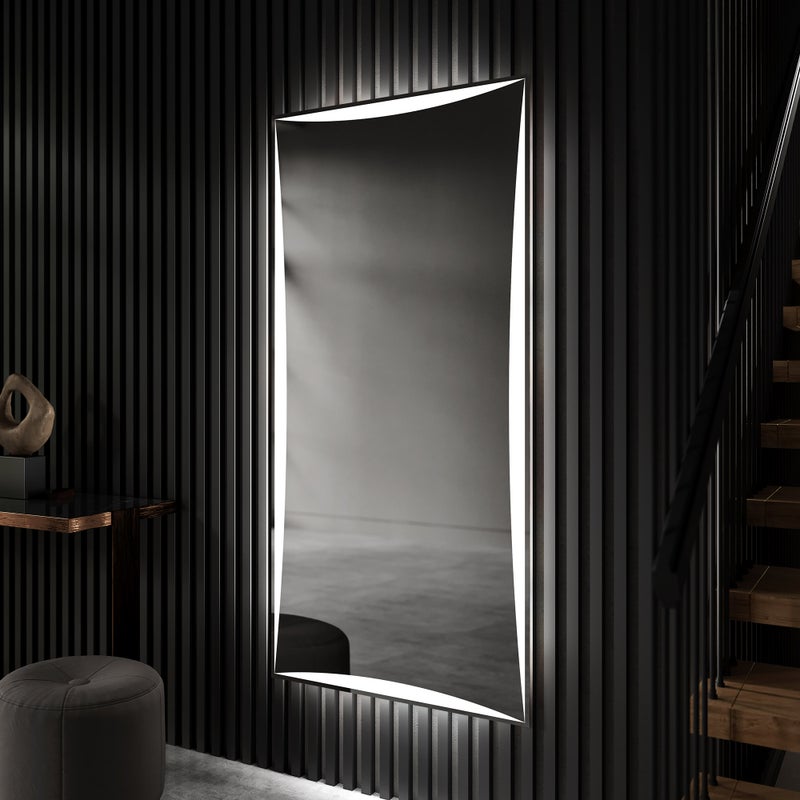 Pionowe prostokątne niestandardowe lustro LED Oświetlenie łazienkowe (70x190cm) Chłodna biel 7000K