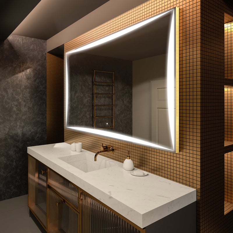 Lustro Premium z podświetleniem LED do łazienki (150x80 cm) Podświetlane lustro LED z dotykowym przełącznikiem oświetlenia
