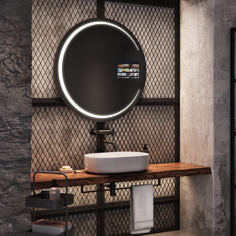 Okrągłe lustro łazienkowe SMART (105x105 cm) z podświetleniem LED (L156) z przełącznikiem dotykowym