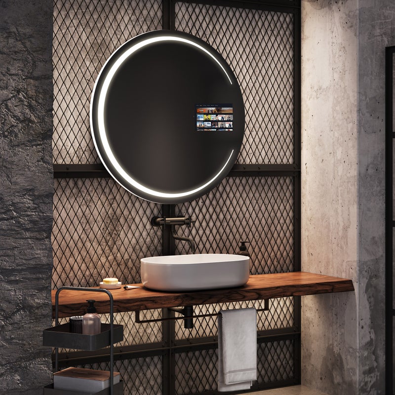 Okrągłe lustro łazienkowe SMART (80x80 cm) z podświetleniem LED i przełącznikiem dotykowym (L156)