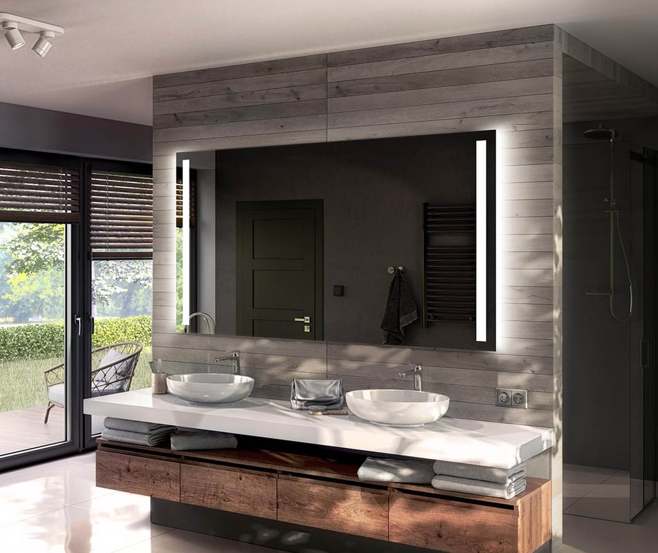 Podświetlane bateryjnie lustro łazienkowe LED (90x50 cm) Jasne lustro z chłodnym białym oświetleniem 7000K