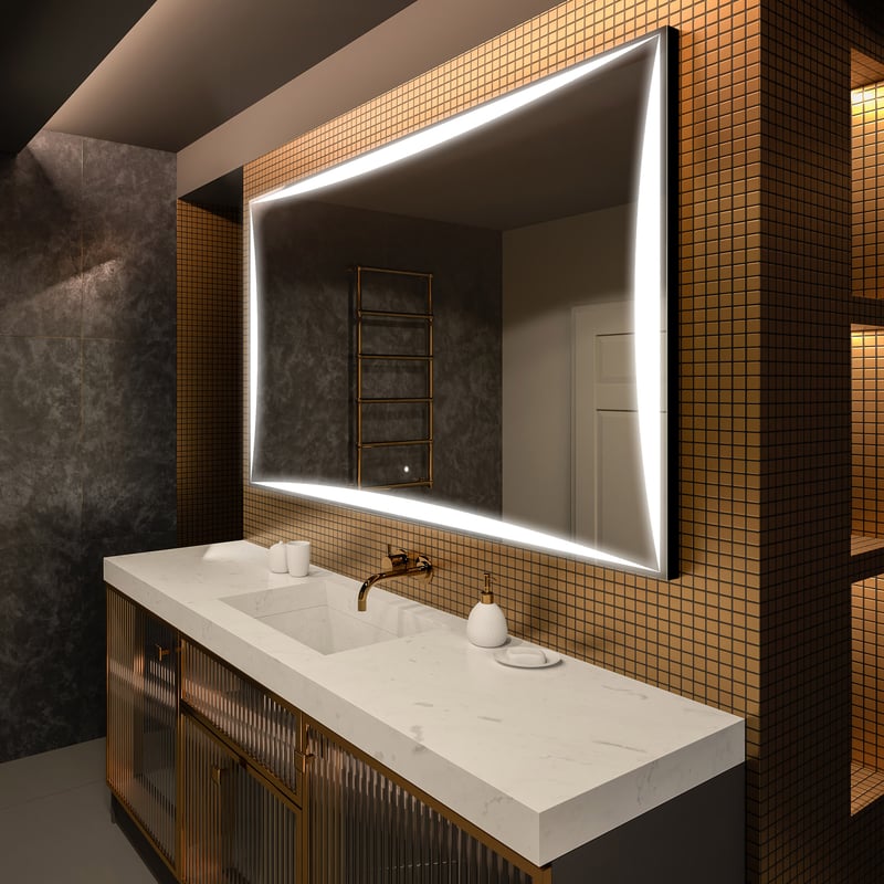 Lustro Premium z podświetleniem LED Łazienka (100x70cm) Lustro z podświetleniem LED i dotykowym włącznikiem oświetlenia