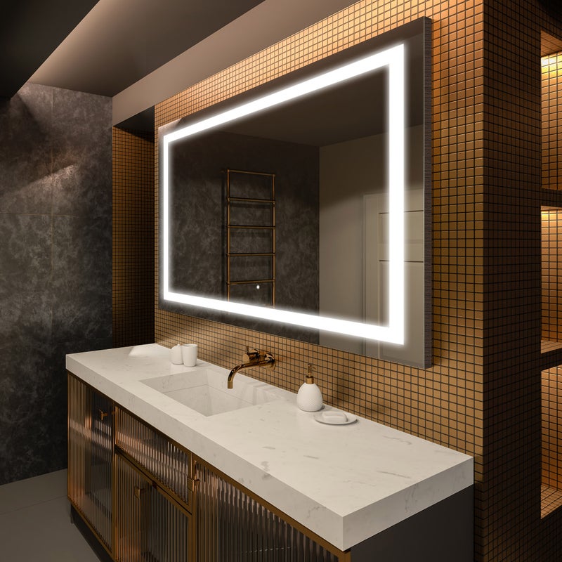 Lustro Premium z podświetleniem LED do łazienki (100x80 cm) Lustro z podświetleniem LED i dotykowym włącznikiem oświetlenia