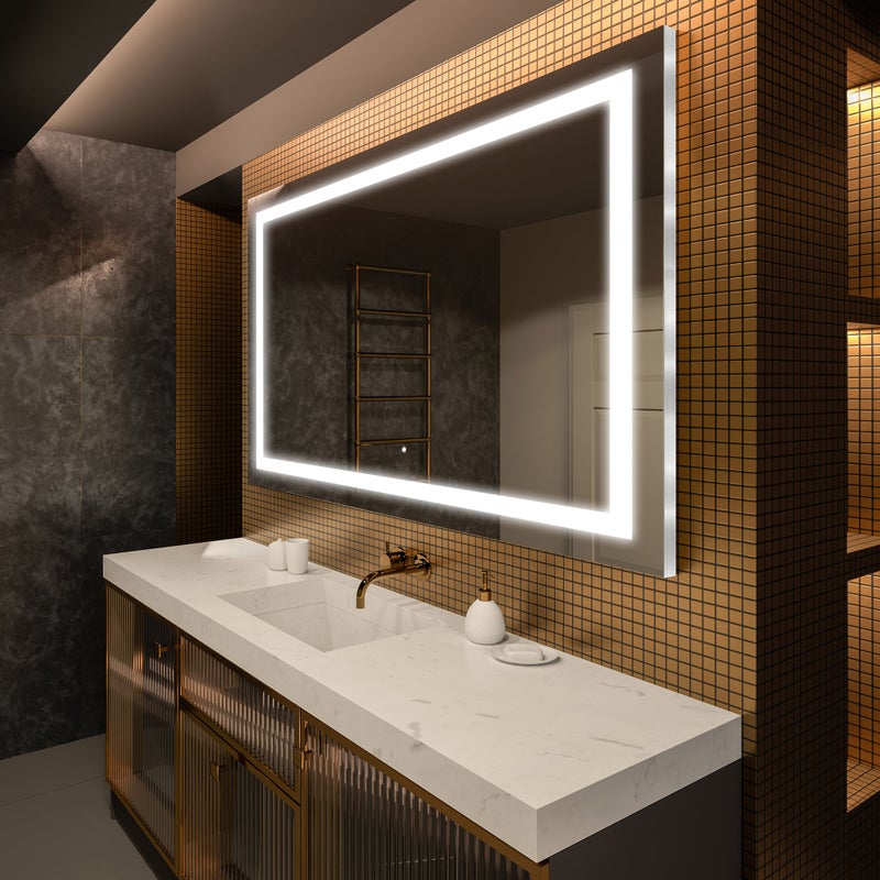 Lustro Premium z podświetleniem LED Łazienka (150x90cm) Podświetlane lustro LED z dotykowym włącznikiem oświetlenia