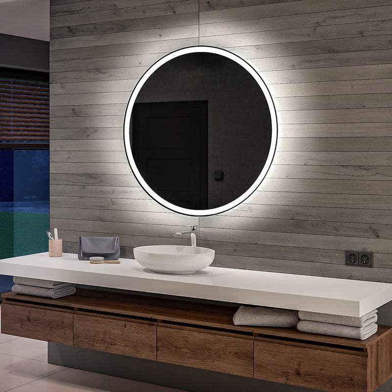 Lustro łazienkowe z podświetleniem LED (85x85cm) Jasne lustro z oświetleniem Cool White 7000K