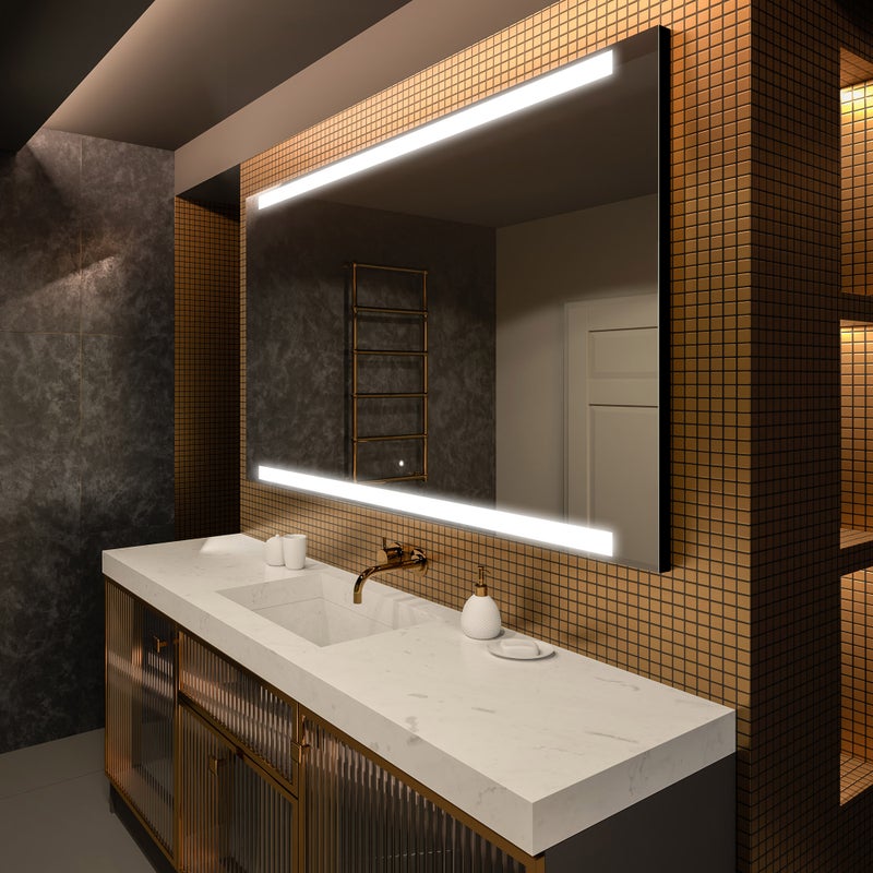 Lustro Premium z podświetleniem LED Łazienka (60x60cm) Podświetlane lustro LED z dotykowym włącznikiem podświetlenia