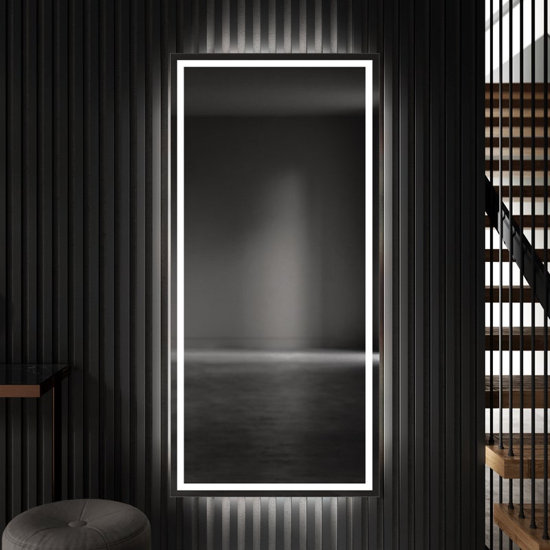 Pionowe prostokątne niestandardowe lustro LED Oświetlenie łazienkowe (100x120cm) Chłodna biel 7000K