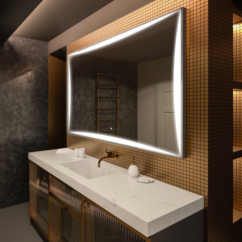 Lustro Premium z podświetleniem łazienkowym LED (120x80 cm) Jasne lustro LED z podświetleniem dotykowym