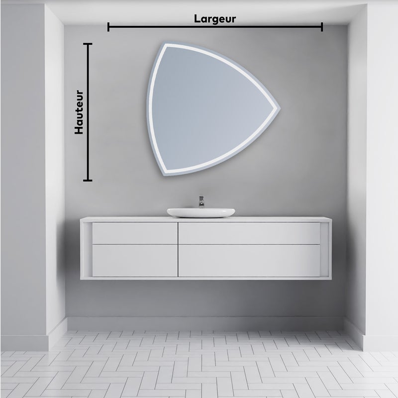 Asymetryczne lustro z oświetleniem LED Łazienka (84x84cm) Jasne lustro z oświetleniem Chłodna biel 7000K