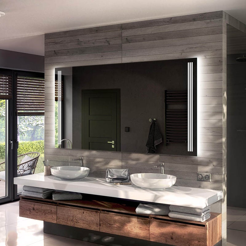 Podświetlane bateryjnie lustro łazienkowe LED (60x80cm) Jasne lustro z chłodnym białym oświetleniem 7000K