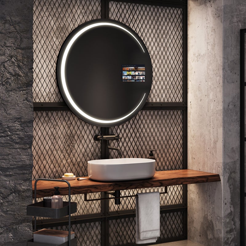 Okrągłe lustro łazienkowe SMART (90x90 cm) z podświetleniem LED (L156) z przełącznikiem dotykowym