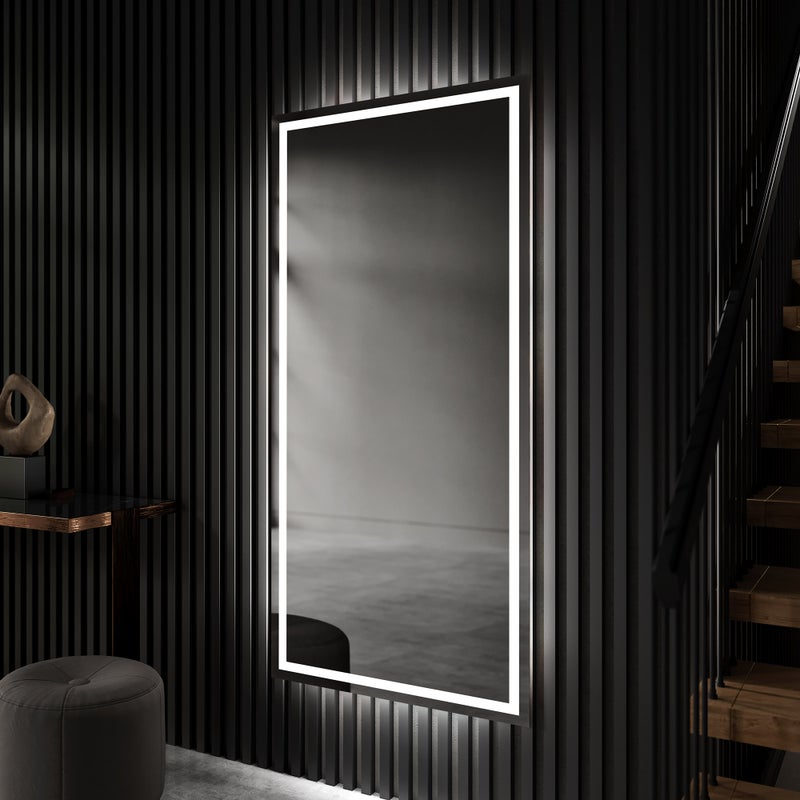 Pionowe prostokątne lustro łazienkowe z oświetleniem LED (80x150cm) Chłodna biel 7000K