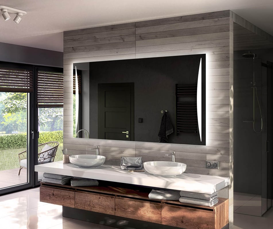 Podświetlane bateryjnie lustro łazienkowe LED (90x70 cm) Jasne lustro z chłodnym białym oświetleniem 7000K