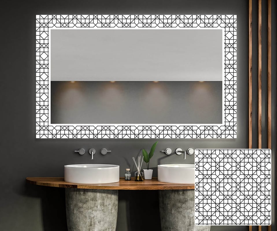 Dekoracyjne lustro z podświetleniem LED do salonu (130x80cm) Jasne lustro LED z chłodnym białym oświetleniem 7000K