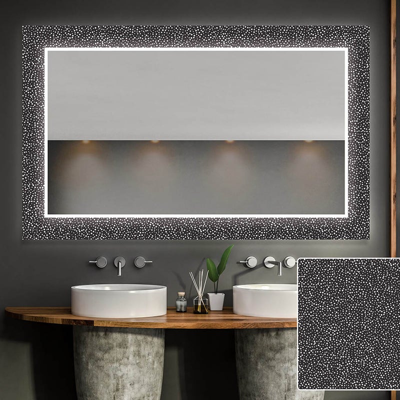 Dekoracyjne lustro z podświetleniem LED do salonu (80x80cm) Świecące lustro LED z chłodnym białym oświetleniem 7000K