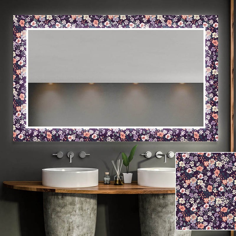 Dekoracyjne lustro z podświetleniem LED do salonu (130x100cm) Jasne lustro LED z chłodnym białym oświetleniem 7000K