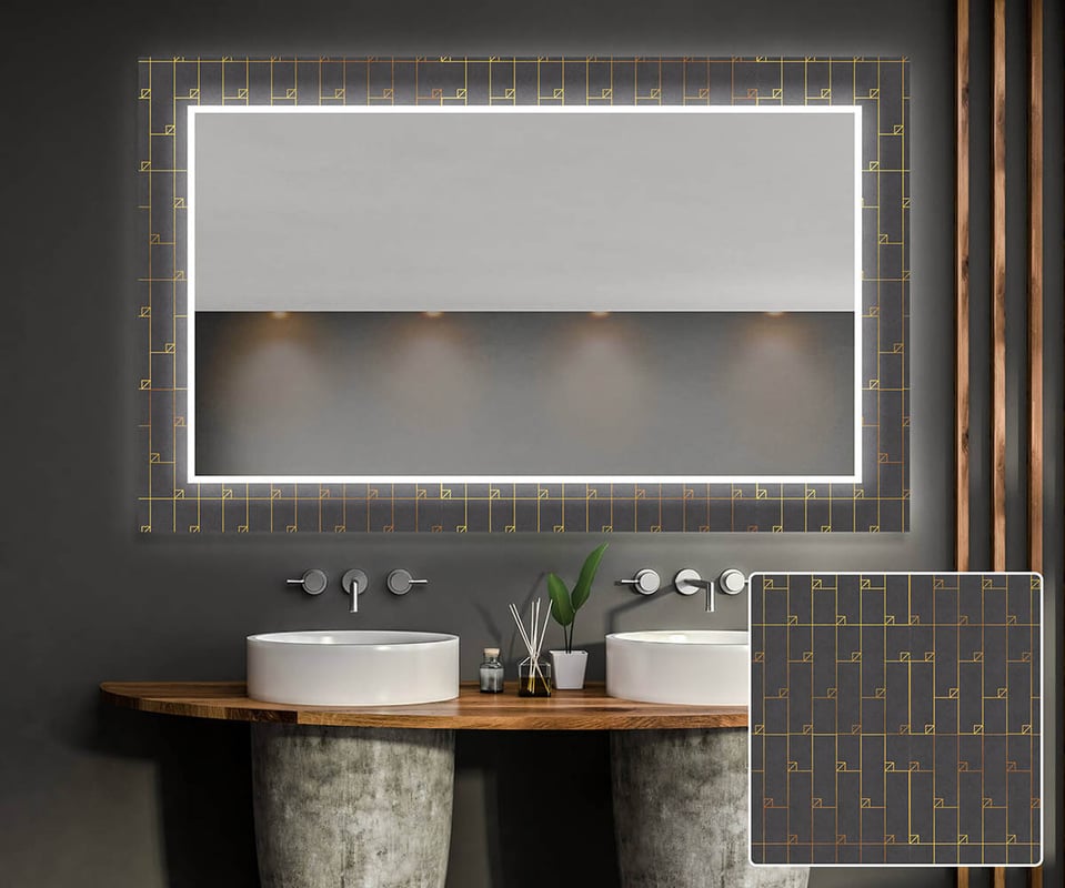 Dekoracyjne lustro z podświetleniem LED do salonu (80x60cm) Jasne lustro LED z chłodnym białym oświetleniem 7000K