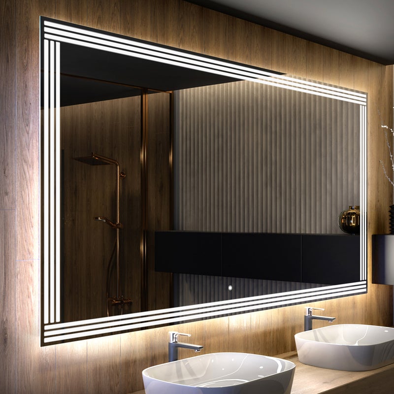 Lustro z podświetleniem LED Łazienka (190x100cm) Lustro z podświetleniem LED z przełącznikiem oświetlenia Chłodna biel