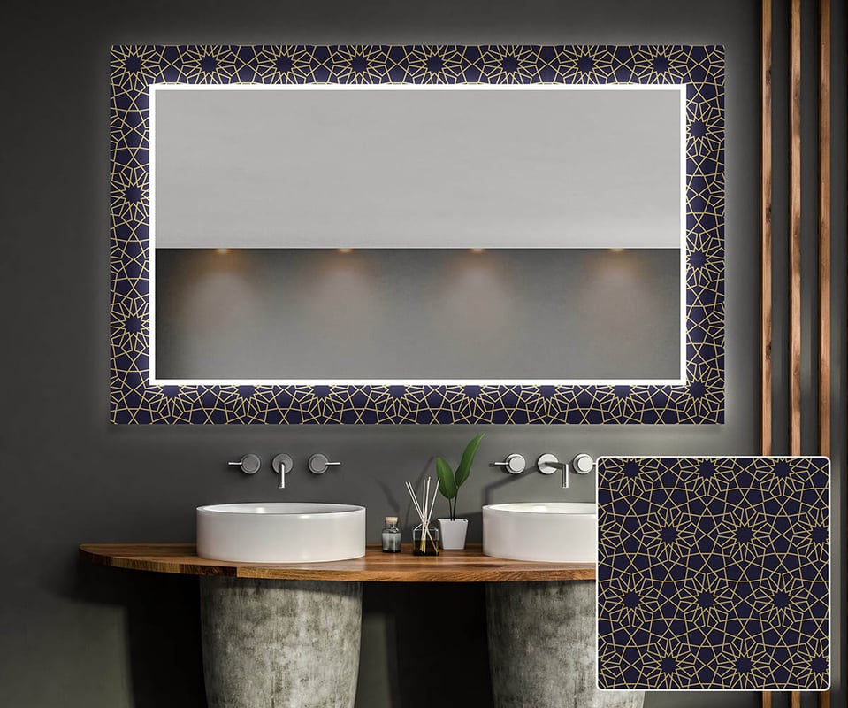 Dekoracyjne lustro z podświetleniem LED do salonu (100x150cm) Jasne lustro LED z chłodnym białym oświetleniem 7000K