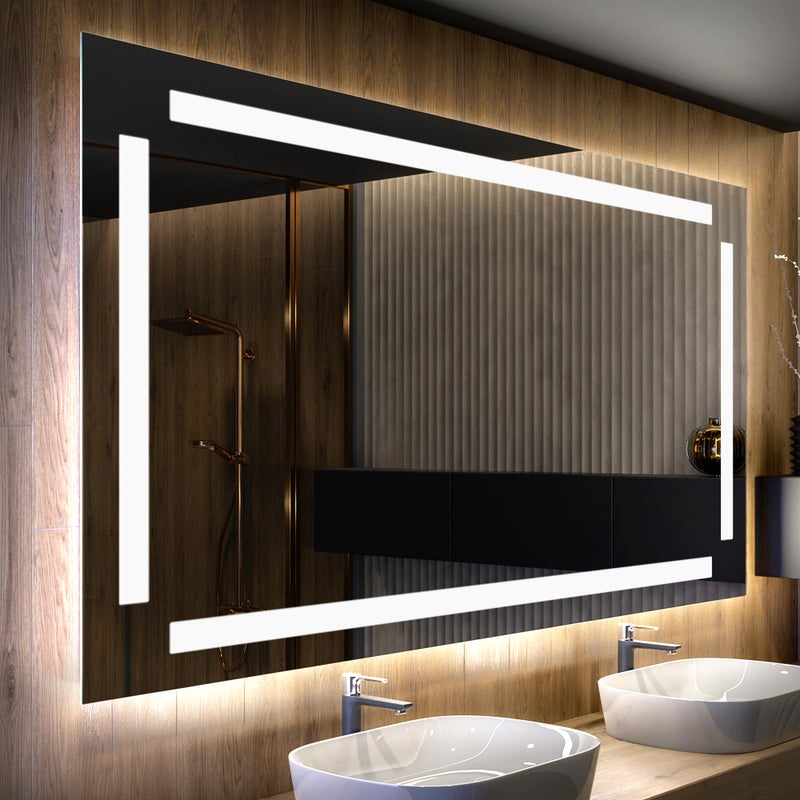 Lustro z podświetleniem LED Łazienka (130x60cm) Lustro z podświetleniem LED i chłodnym białym oświetleniem