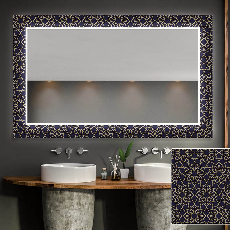 Dekoracyjne lustro z podświetleniem LED do salonu (100x130cm) Jasne lustro LED z chłodnym białym oświetleniem 7000K