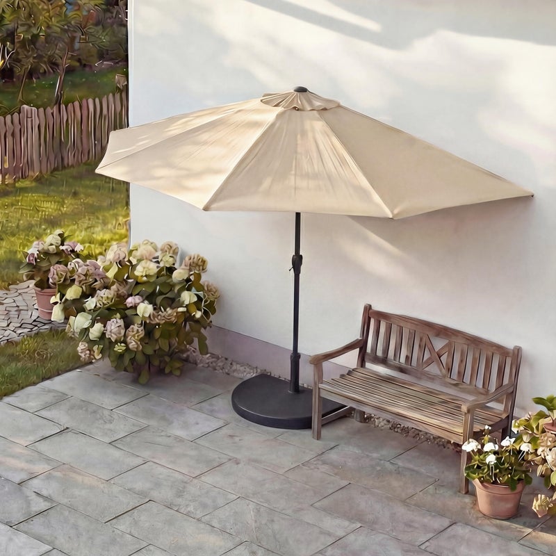 Parasol półokrągły Parla, parasol balkonowy, UV 50+ poliester/aluminium 3 kg ~ 300 cm kremowy z podstawą