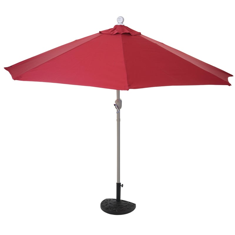 Parasol półokrągły Parla, parasol balkonowy, UV 50+ poliester/aluminium 3 kg ~ 270 cm bordowy z podstawą