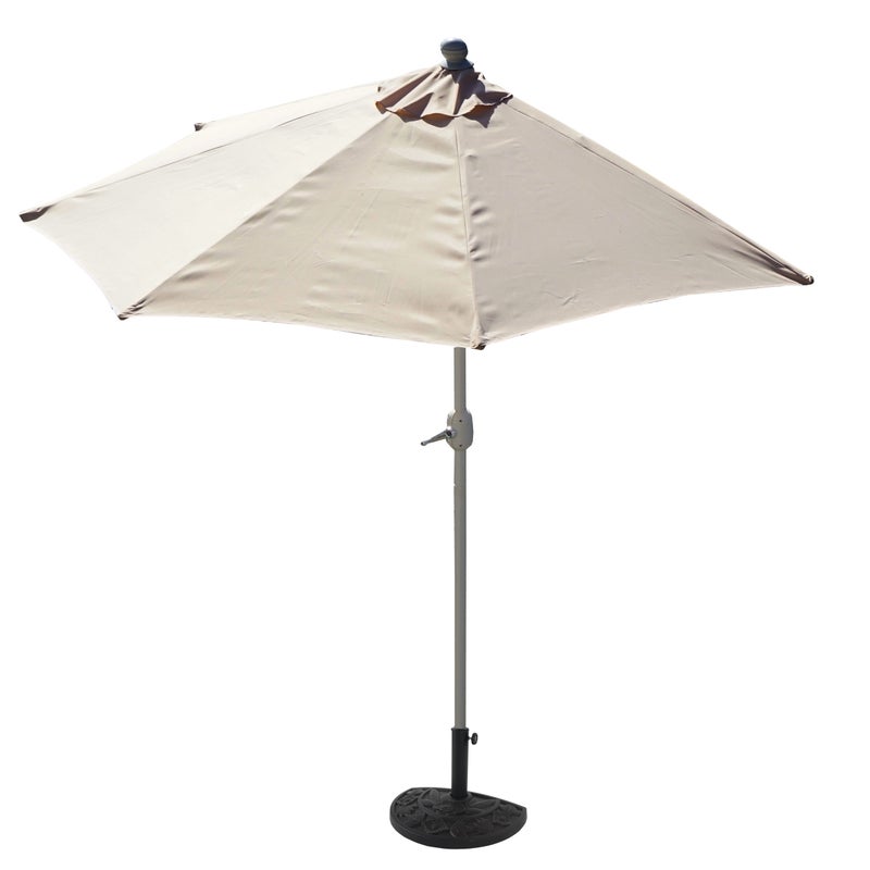 Parasol półokrągły Parla, parasol balkonowy, UV 50+ poliester/aluminium 3 kg ~ 270 cm kremowy z podstawą