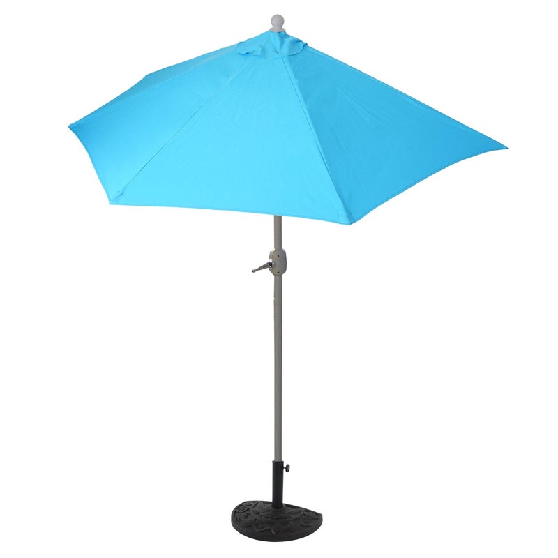 Parasol półokrągły Parla, parasol balkonowy, UV 50+ poliester/aluminium 3 kg ~ 270 cm turkusowy z podstawą