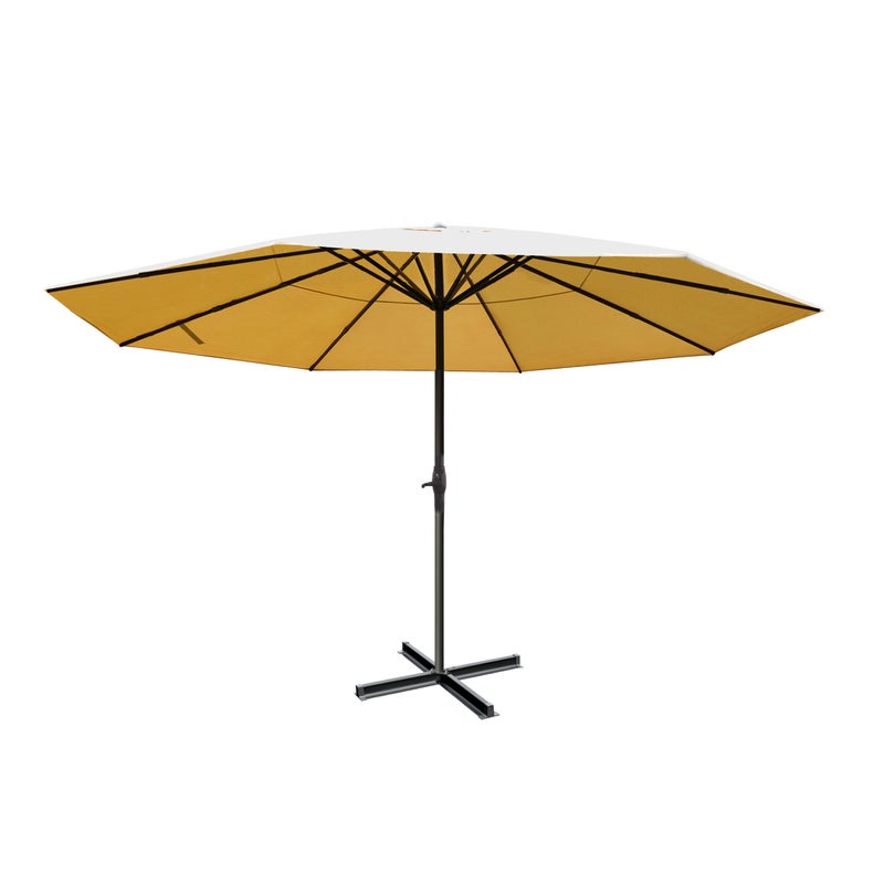 Parasol Meran Pro, parasol gastronomiczny bez falbany Ø 5m poliester/aluminium 28kg ~ kremowy bez stojaka