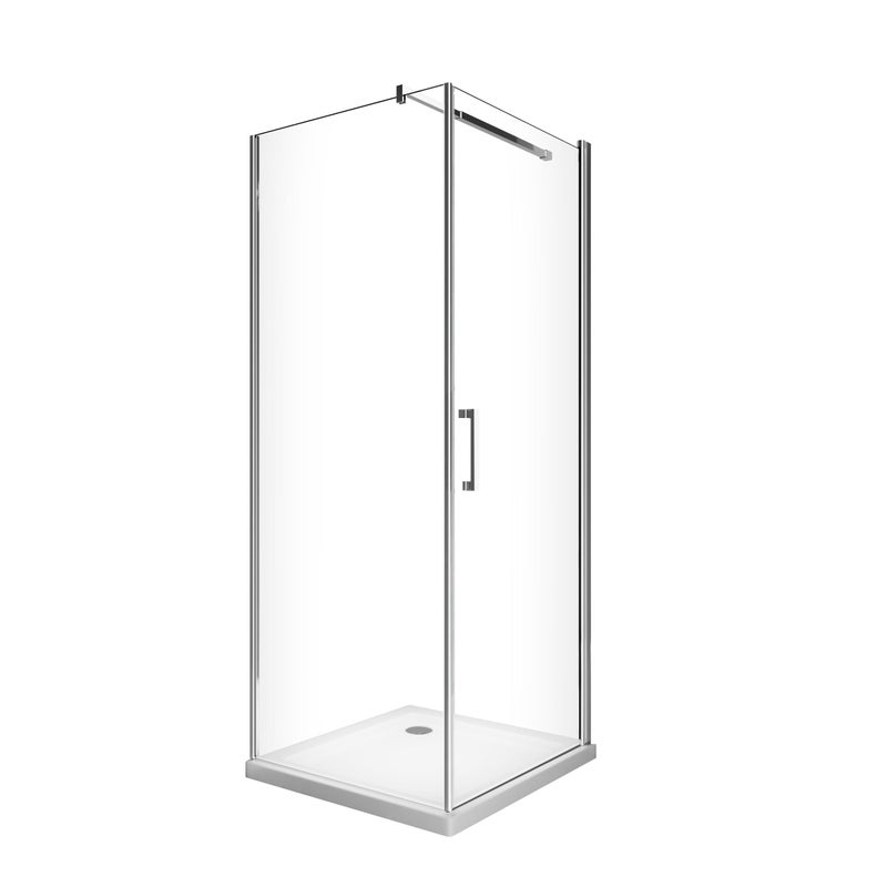 Kabina prysznicowa z drzwiami uchylnymi i 1 ścianką stałą, szkło 8 mm Easy-Clean, wys. 200 cm - drzwi 87-89 + ścianka stała 88,5-90,5