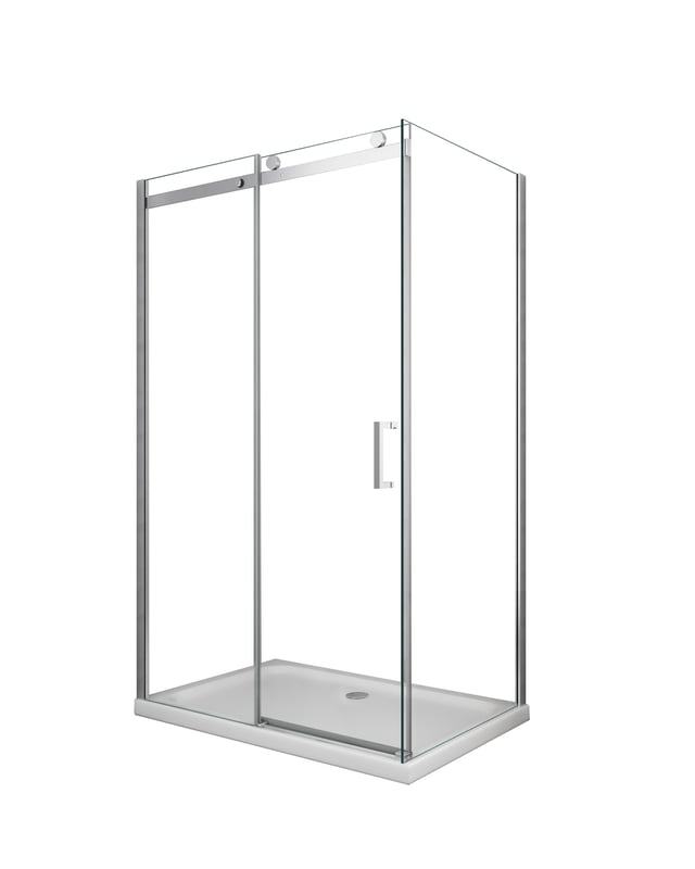 Kabina prysznicowa 8 mm dwustronna: boczna ścianka stała + drzwi przesuwne, odwracalna, wysokość 190 cm, wymiary 80x100