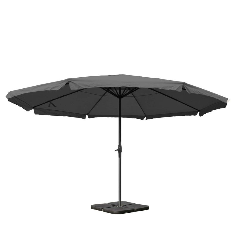 Parasol Meran Pro, parasol gastronomiczny z falbaną Ø 5m poliester/aluminium 28kg ~ antracyt ze stojakiem