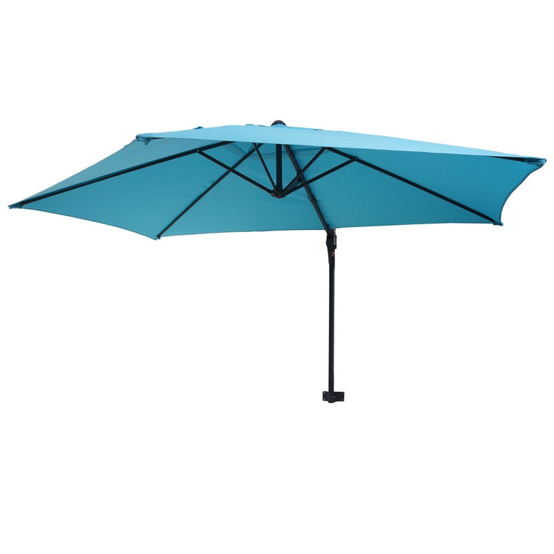 Parasol ścienny Casoria, parasol balkonowy Parasol przeciwsłoneczny, 3 m, odchylany, poliester, aluminium/stal 9 kg ~ turkusowy