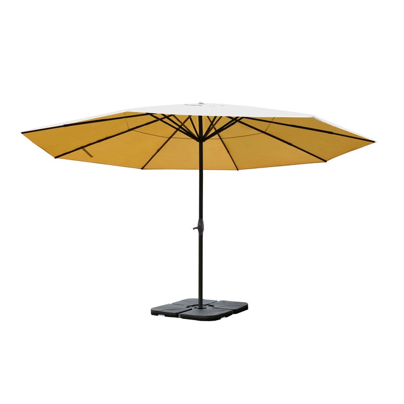 Parasol Meran Pro, parasol gastronomiczny bez falbany Ø 5m poliester/aluminium 28kg ~ kremowy ze stojakiem