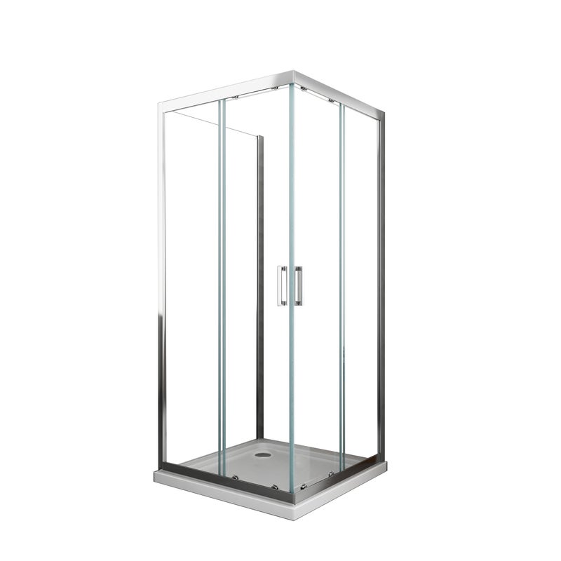 Kabina prysznicowa trójstronna: boczna ścianka stała + dwa przesuwne panele, szkło 6 mm, wysokość 190 cm, wymiary Cm 80x80x80