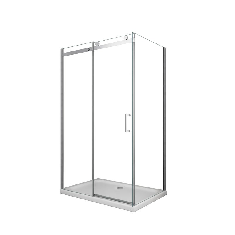 Kabina prysznicowa 8 mm dwustronna: boczna ścianka stała + drzwi przesuwne, odwracalna, wysokość 190 cm, wymiary 90x120