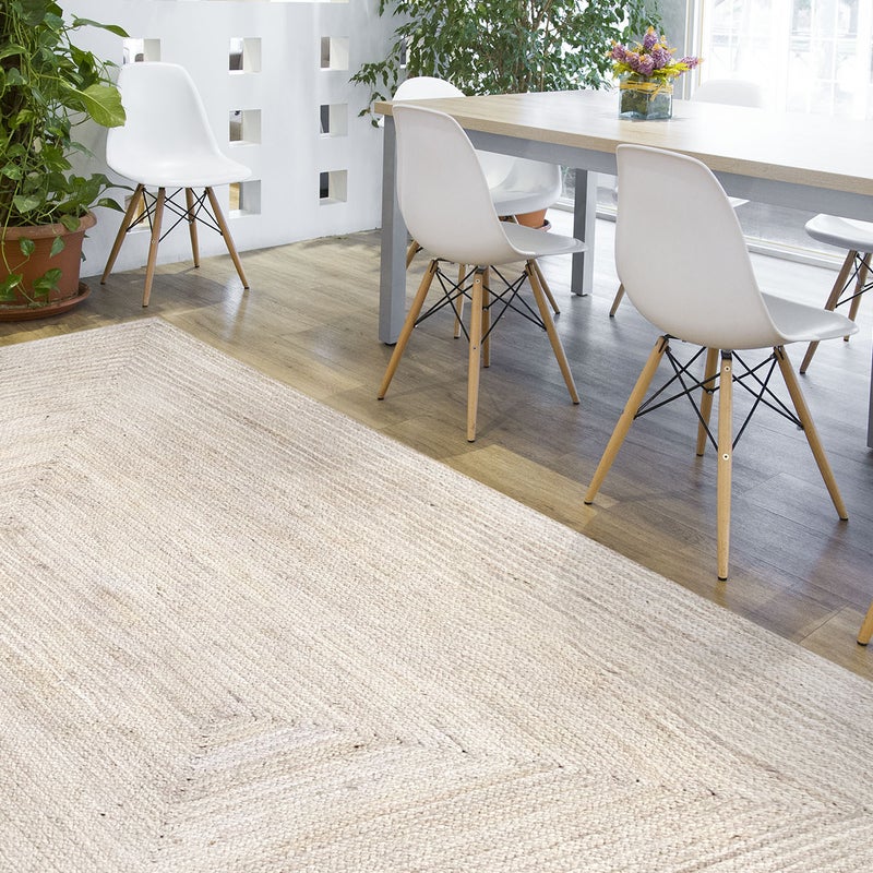 Hamid - ALHAMBRA BLANCO 350x250cm - Dekoracyjny dywan z juty do salonu, jadalni, sypialni i przedpokoju.