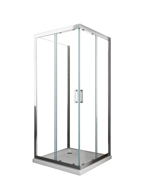 Kabina prysznicowa trójstronna: boczna ścianka stała + dwa przesuwne panele, szkło 6 mm, wysokość 190 cm, wymiary Cm 90x90x90