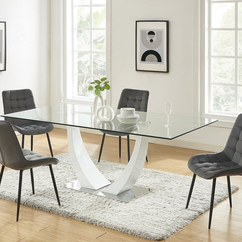 Zestaw 2 pikowanych krzeseł - Welur i czarny metal - Szary - OLLUA