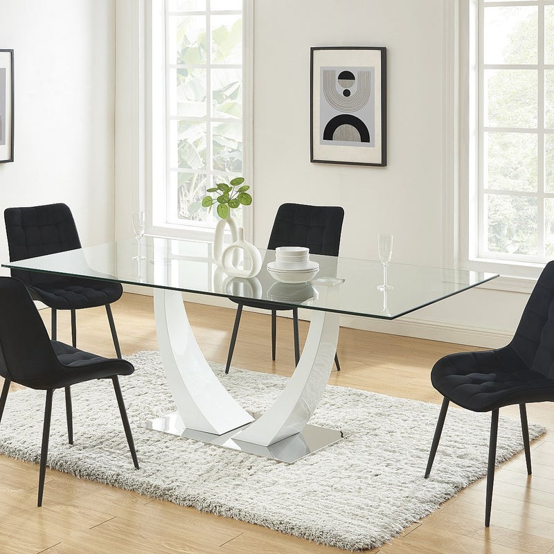 Zestaw 6 pikowanych krzeseł - Welur i czarny metal - Czarny - OLLUA