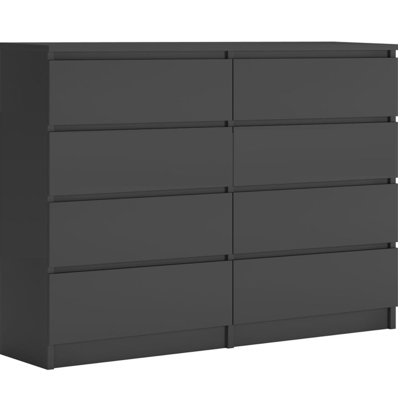 Komoda : 8 szuflad, kolor Antracyt, 120 x 101 x 39 cm