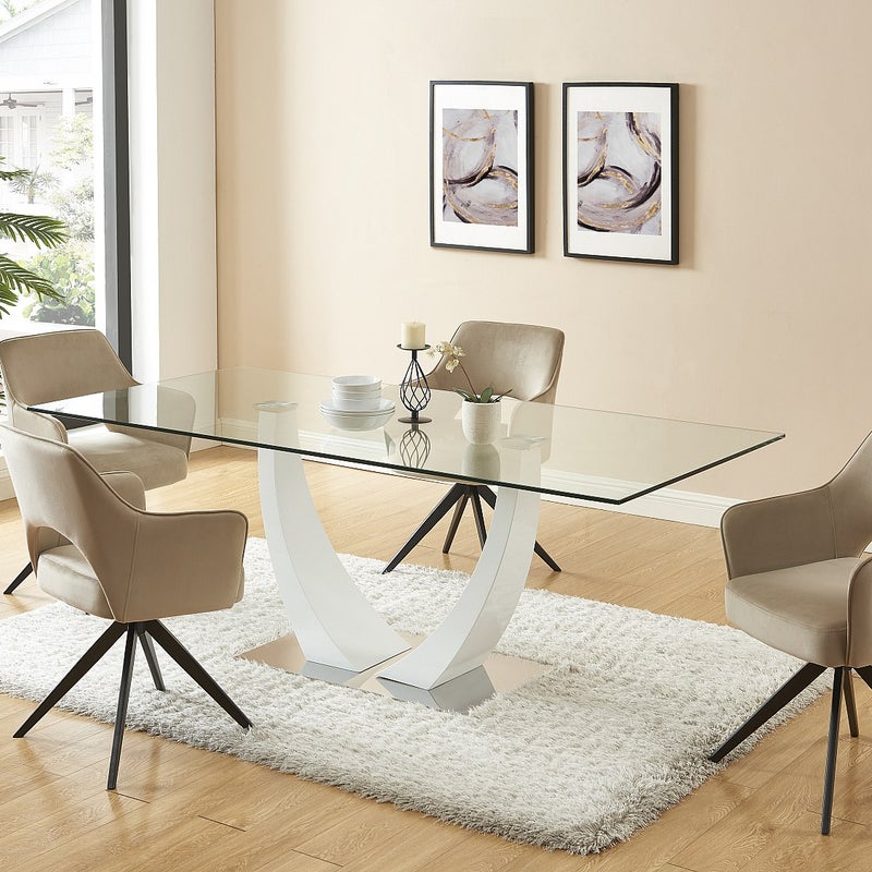 Zestaw 6 obrotowych krzeseł z podłokietnikami z weluru i czarnego metalu - Beżowy - KONYA