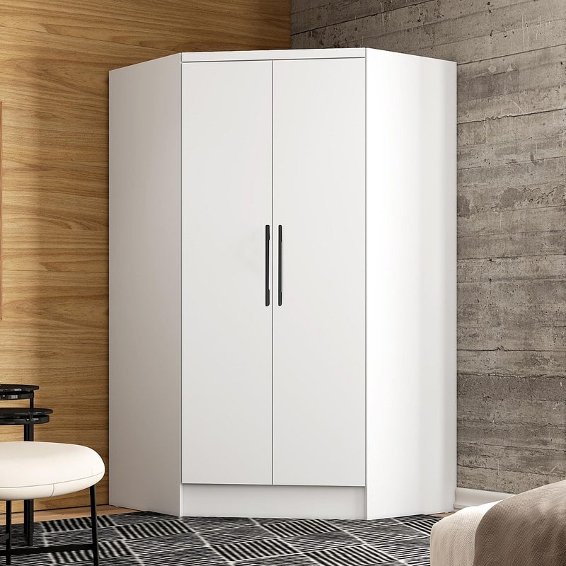 Szafa narożna 2-drzwiowa - 101 cm - Biały - AURALI