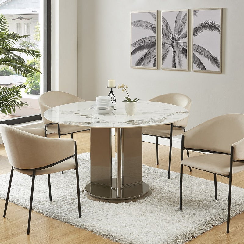 Zestaw 2 krzeseł z podłokietnikami z weluru i czarnego metalu - Beżowy - ORDIDA marki Pascal Morabito